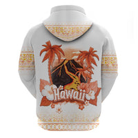 Hawaiian Volcano Lava Flow Zip Hoodie With Hawaiian Tapa Pattern