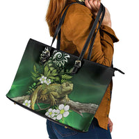 Aotearoa New Zealand Tuatara Leather Tote Bag Maori Koru Art
