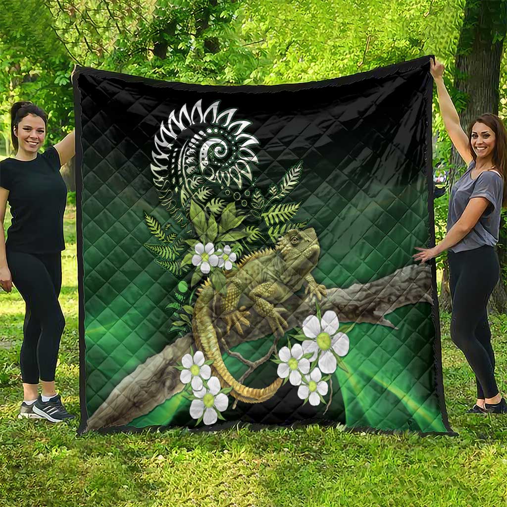 Aotearoa New Zealand Tuatara Quilt Maori Koru Art LT05 - Polynesian Pride
