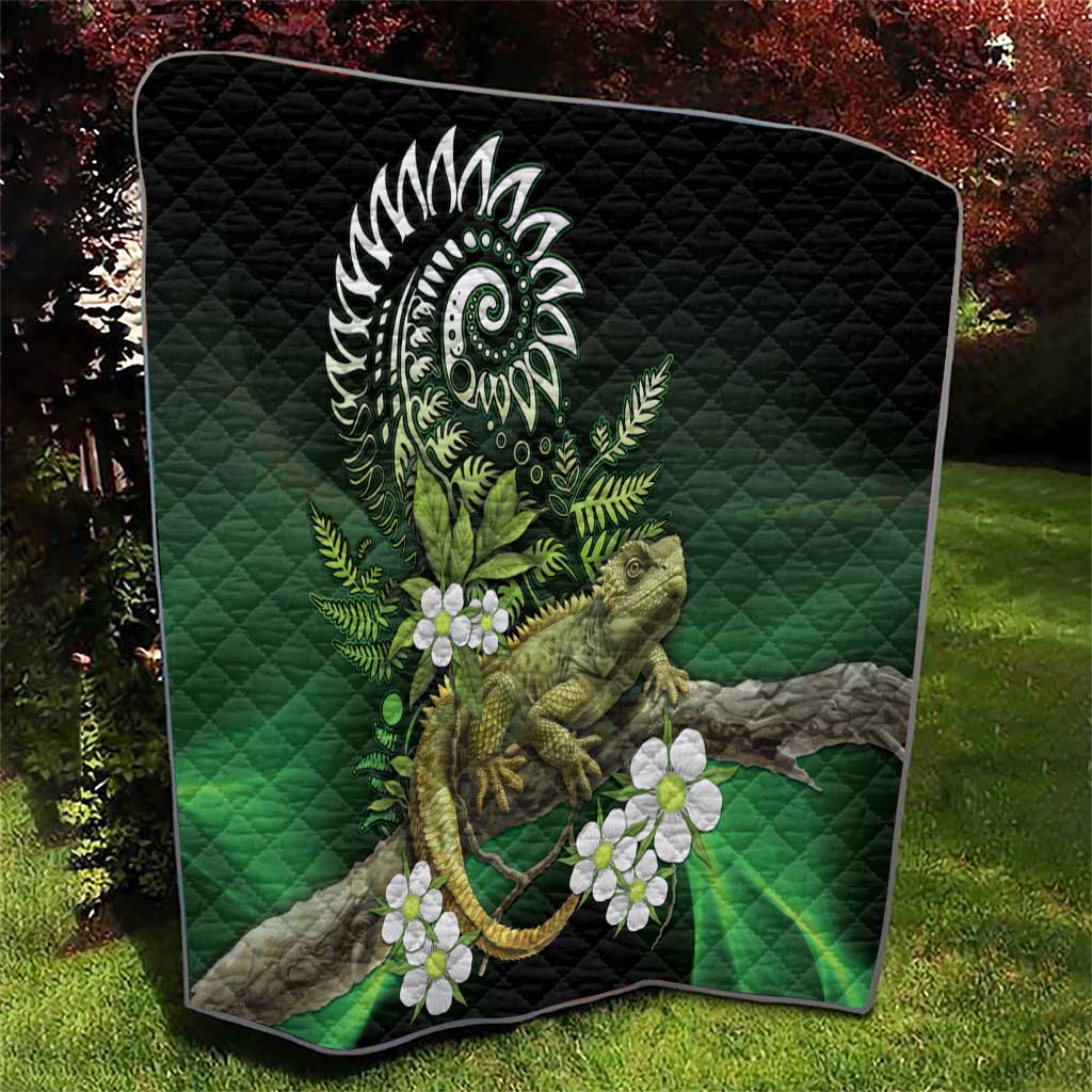 Aotearoa New Zealand Tuatara Quilt Maori Koru Art LT05 - Polynesian Pride