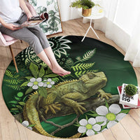 Aotearoa New Zealand Tuatara Round Carpet Maori Koru Art LT05 - Polynesian Pride