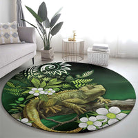 Aotearoa New Zealand Tuatara Round Carpet Maori Koru Art LT05 - Polynesian Pride
