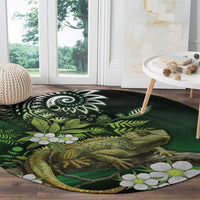 Aotearoa New Zealand Tuatara Round Carpet Maori Koru Art LT05 - Polynesian Pride