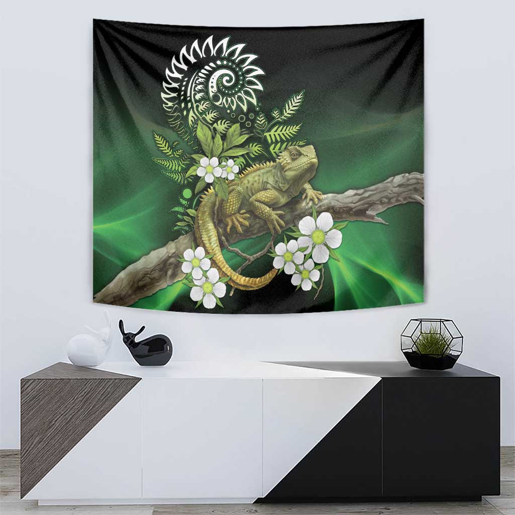 Aotearoa New Zealand Tuatara Tapestry Maori Koru Art LT05 - Polynesian Pride