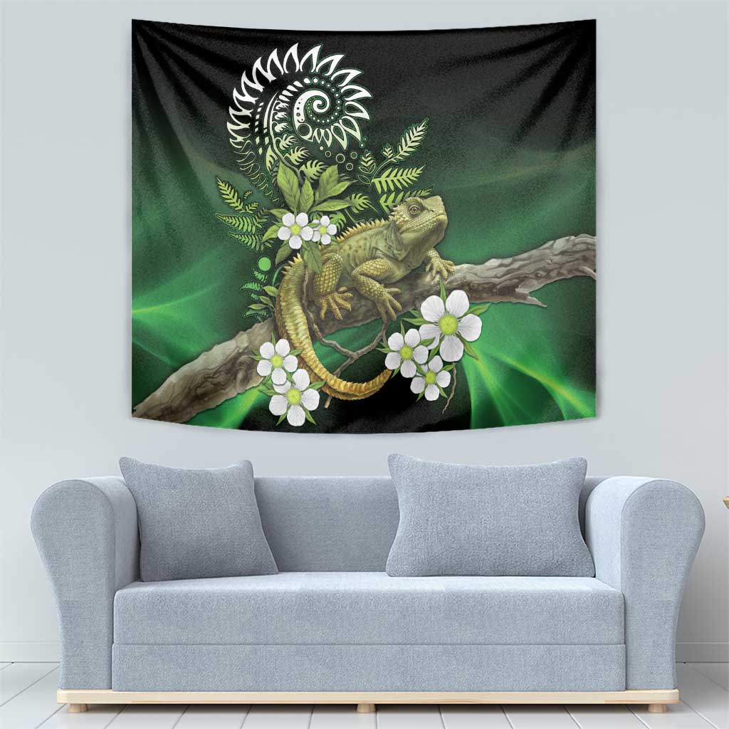 Aotearoa New Zealand Tuatara Tapestry Maori Koru Art LT05 - Polynesian Pride