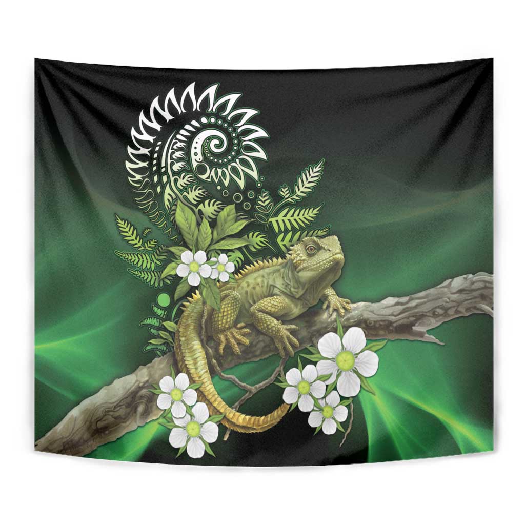 Aotearoa New Zealand Tuatara Tapestry Maori Koru Art LT05 - Polynesian Pride