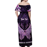 Personalised Alzheimer's Awareness Family Matching Off Shoulder Maxi Dress and Hawaiian Shirt You May Not Remember But I Will Never Forget