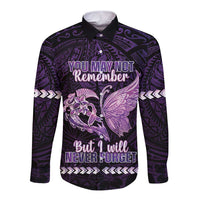 Personalised Alzheimer's Awareness Long Sleeve Button Shirt You May Not Remember But I Will Never Forget