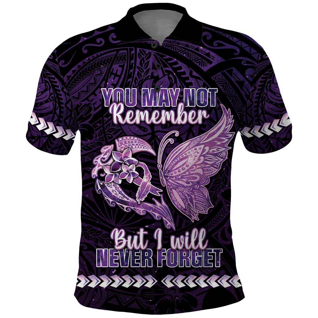 Personalised Alzheimer's Awareness Polo Shirt You May Not Remember But I Will Never Forget