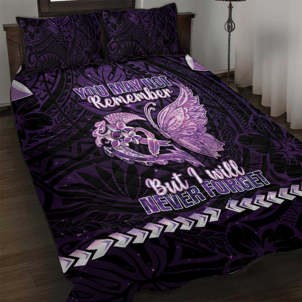 Alzheimer's Awareness Quilt Bed Set You May Not Remember But I Will Never Forget