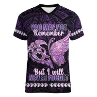 Personalised Alzheimer's Awareness Women V-Neck T-Shirt You May Not Remember But I Will Never Forget