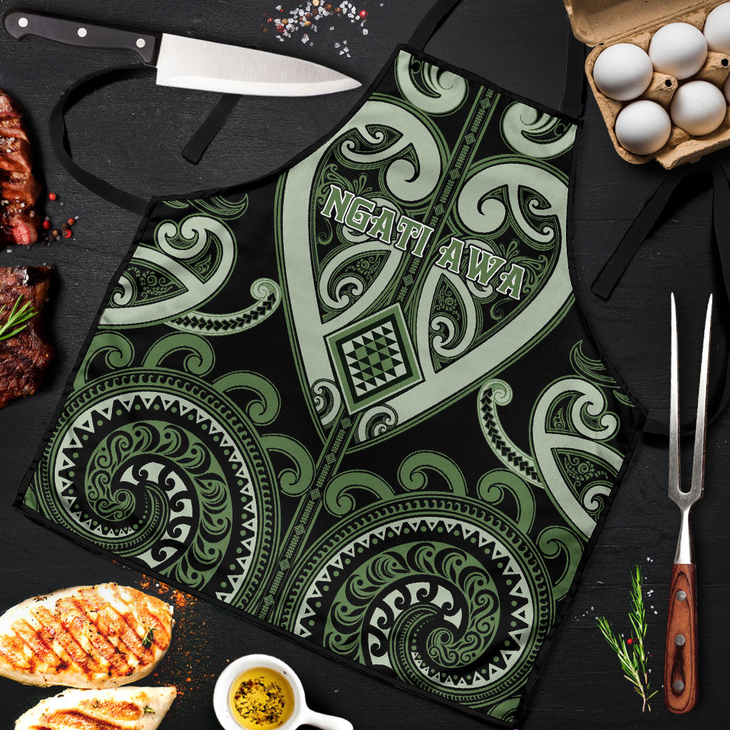 Aotearoa Ngati Awa Apron Maori Tribal Pattern LT05 Green - Polynesian Pride