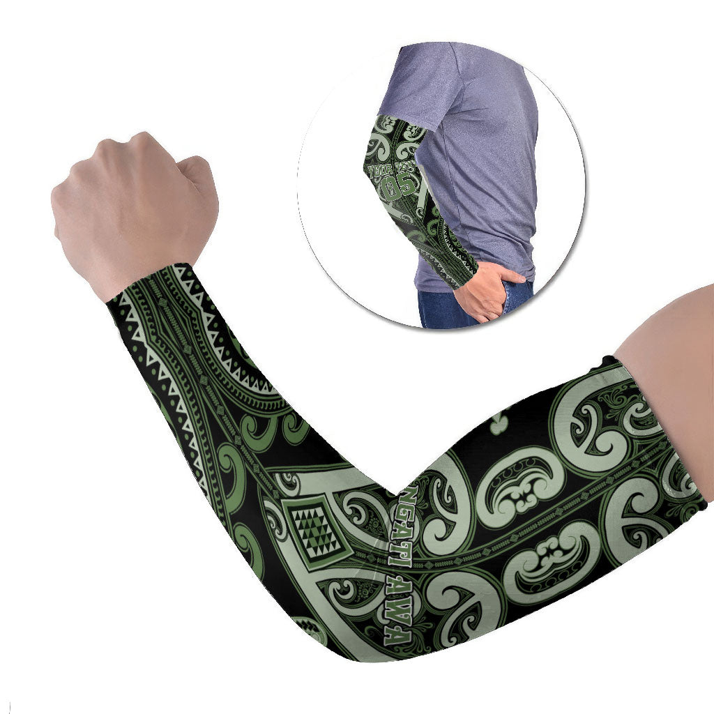 Custom Aotearoa Ngati Awa Arm Sleeves Maori Tribal Pattern LT05 Set of 2 Green - Polynesian Pride