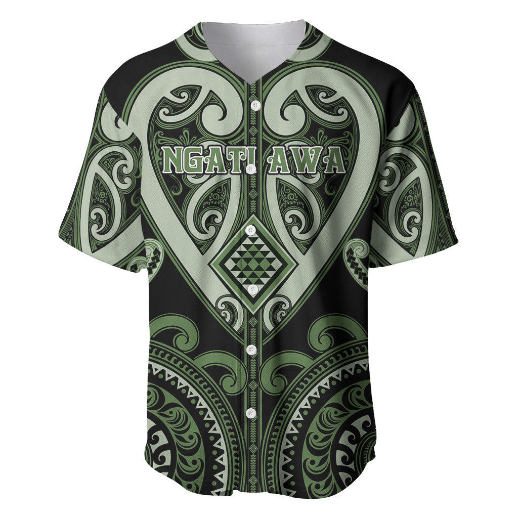 Custom Aotearoa Ngati Awa Baseball Jersey Maori Tribal Pattern LT05 Green - Polynesian Pride