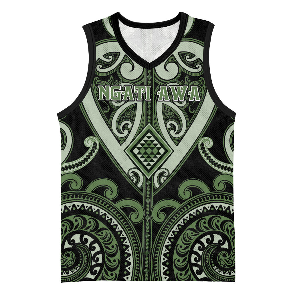 Custom Aotearoa Ngati Awa Basketball Jersey Maori Tribal Pattern LT05 Unisex Green - Polynesian Pride