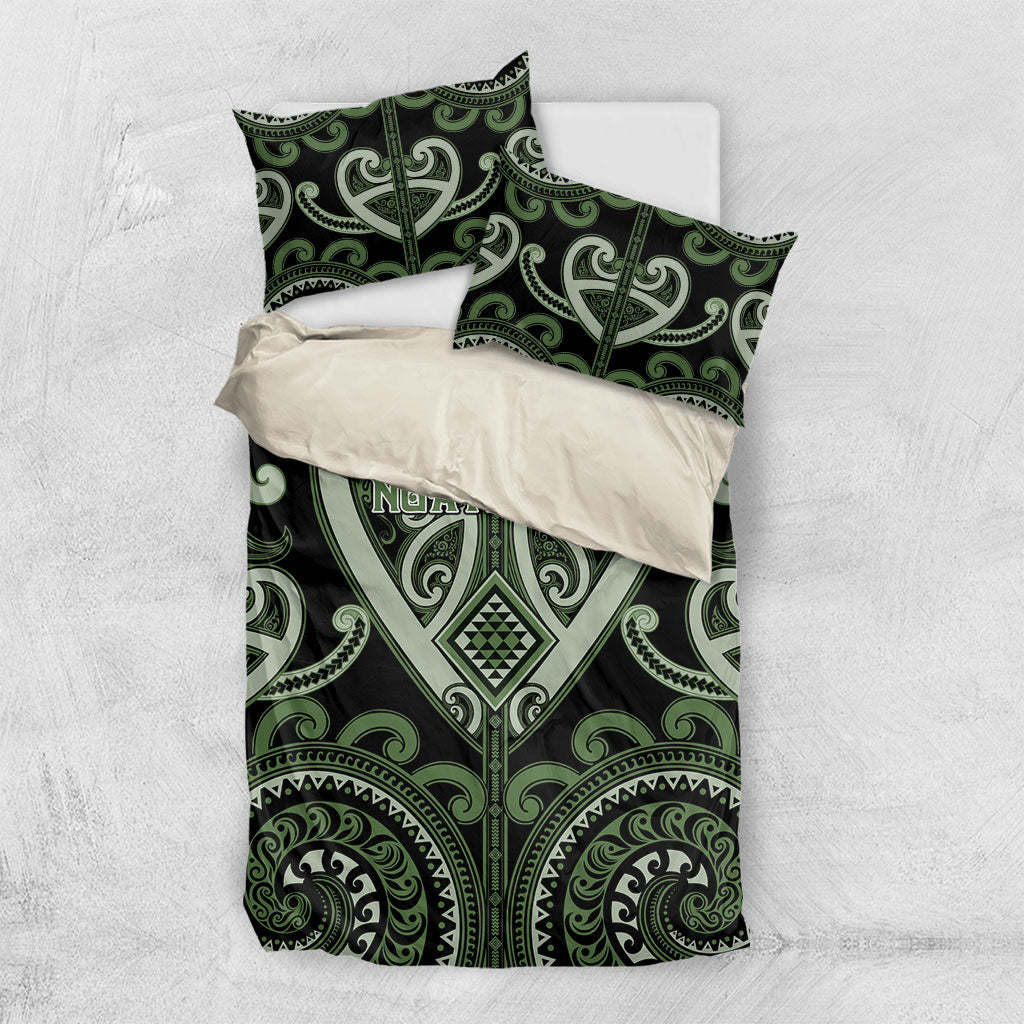 Aotearoa Ngati Awa Bedding Set Maori Tribal Pattern LT05 US Twin 172cm x 218cm Green - Polynesian Pride