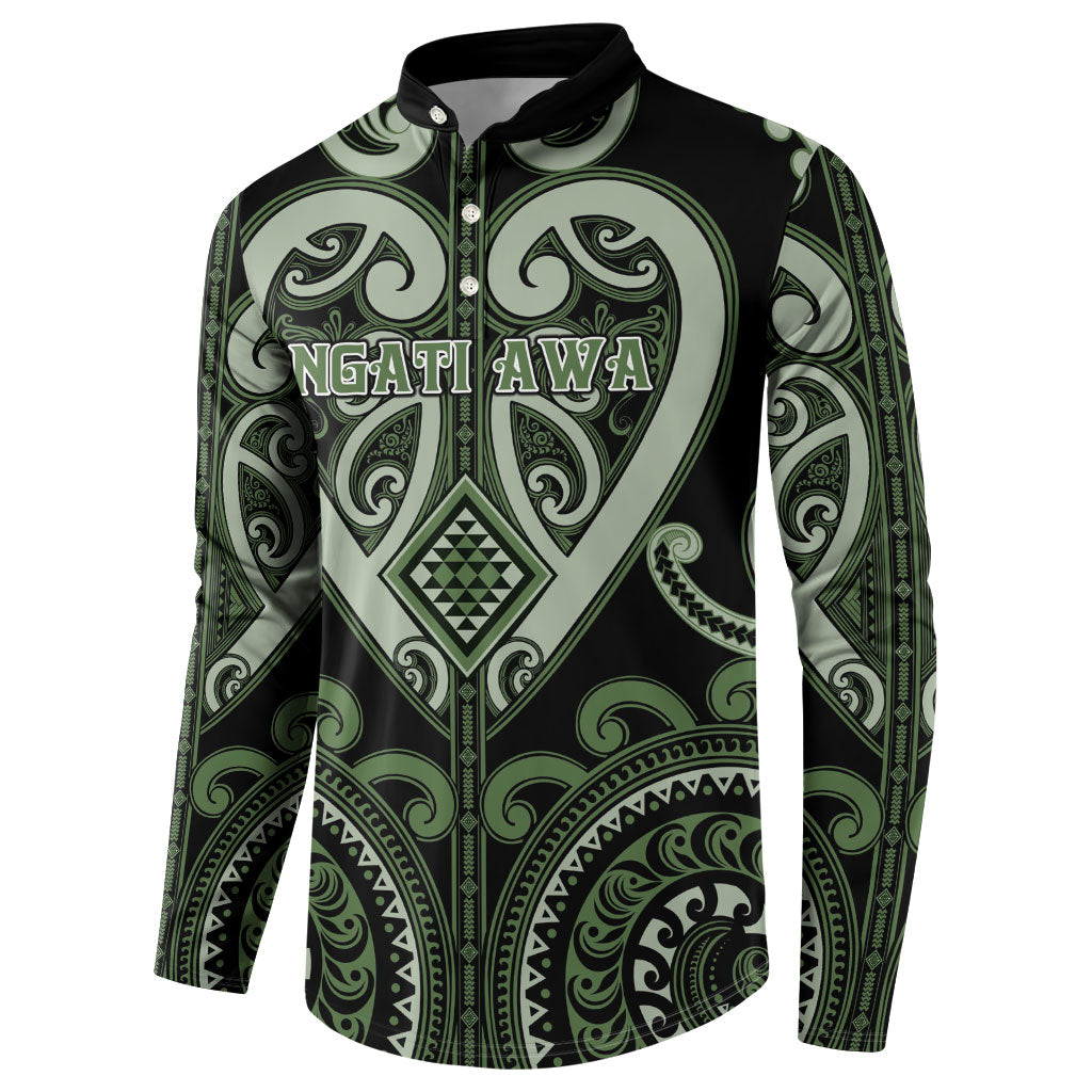 Custom Aotearoa Ngati Awa Button Sweatshirt Maori Tribal Pattern LT05 - Polynesian Pride
