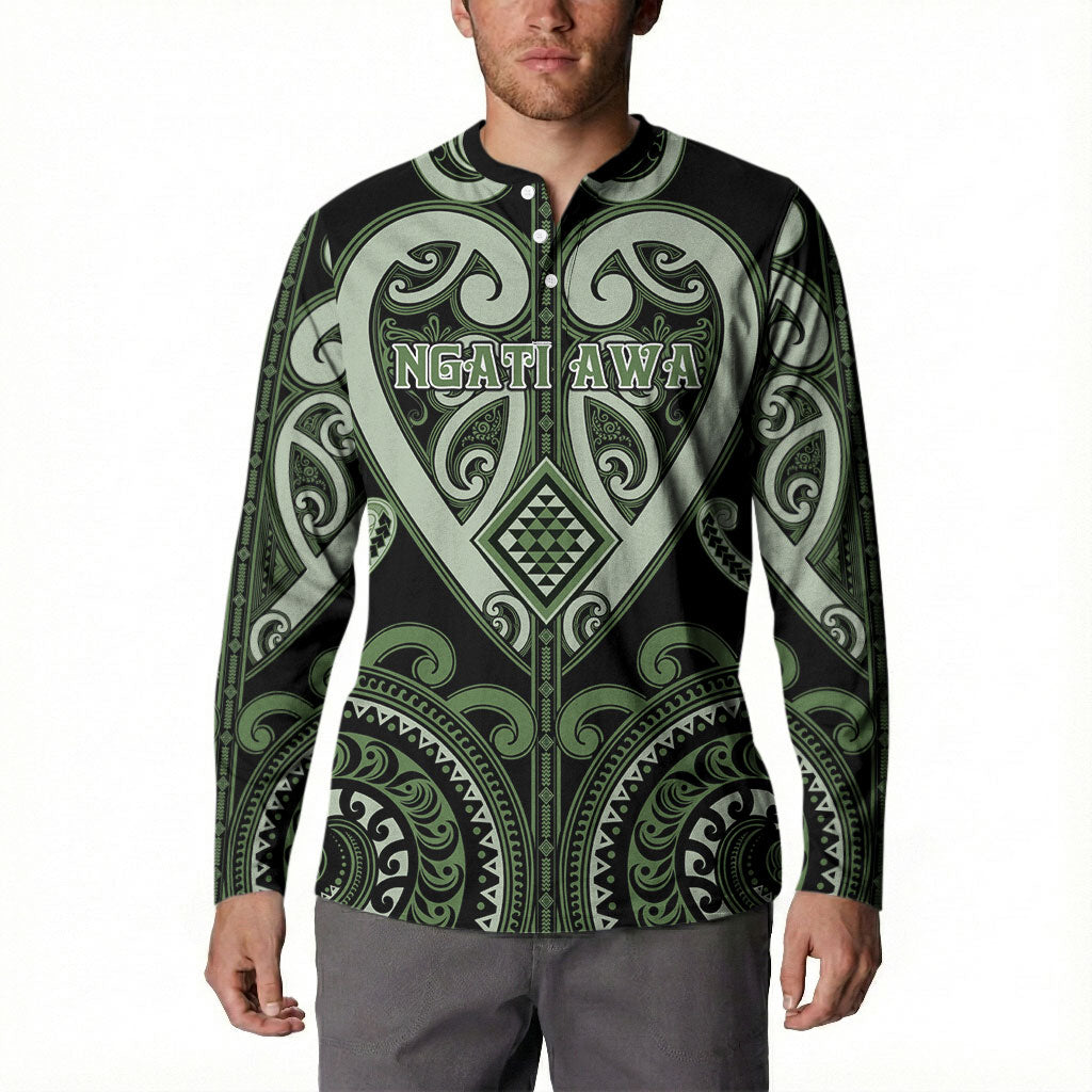 Custom Aotearoa Ngati Awa Button Sweatshirt Maori Tribal Pattern LT05 - Polynesian Pride