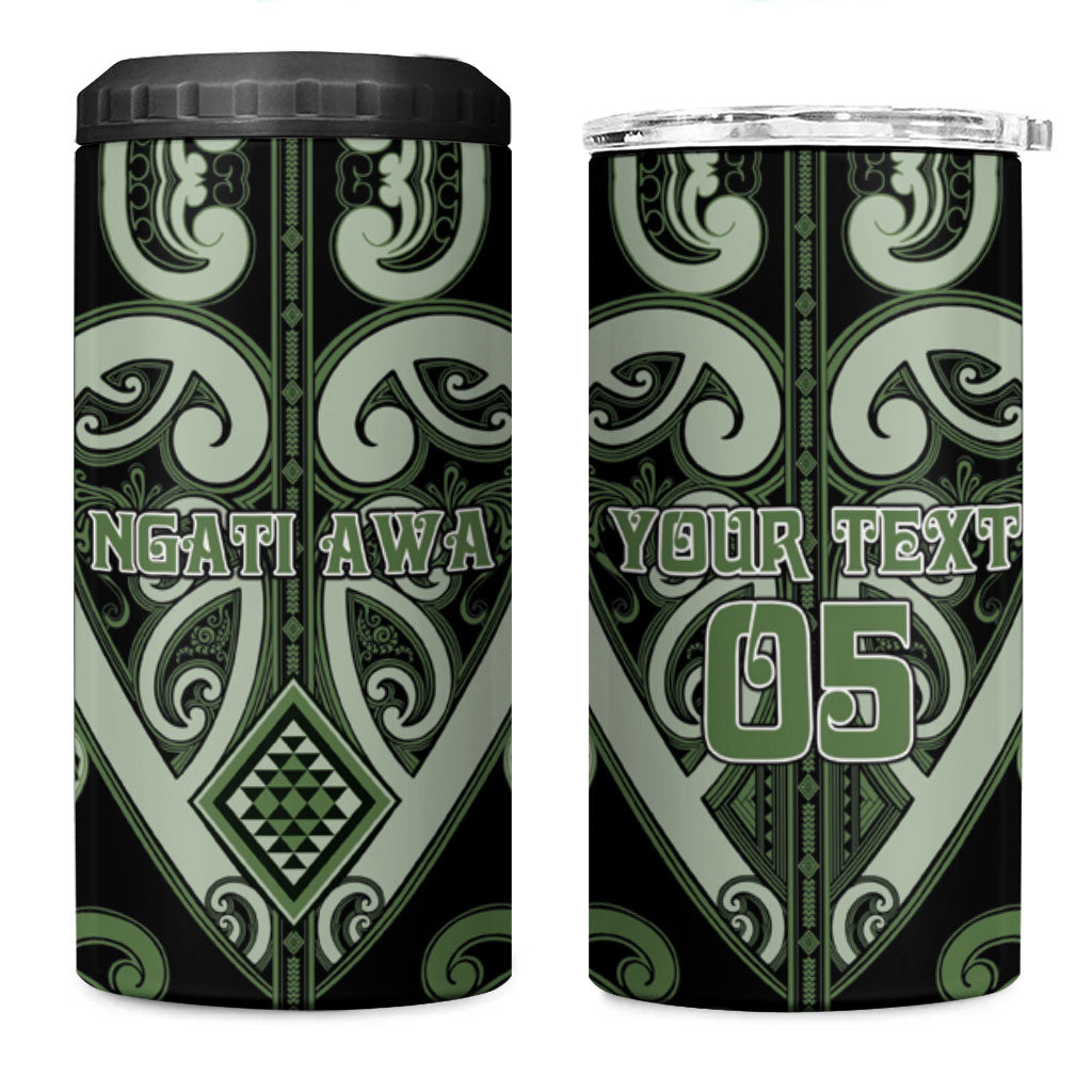 Custom Aotearoa Ngati Awa 4 in 1 Can Cooler Tumbler Maori Tribal Pattern LT05 One Size: 16 oz Green - Polynesian Pride