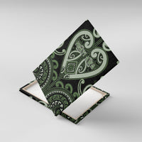 Aotearoa Ngati Awa Canvas Wall Art Maori Tribal Pattern LT05 With Frame Green - Polynesian Pride