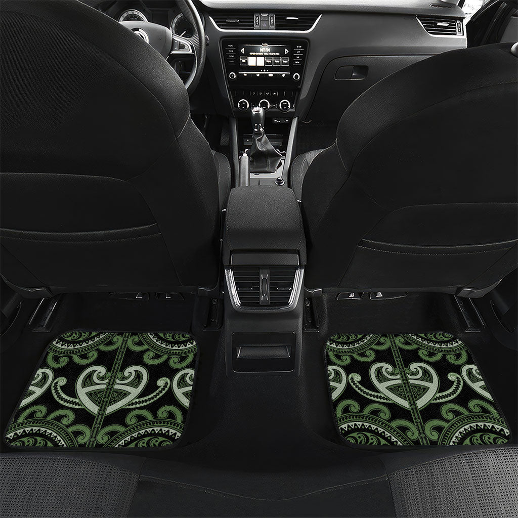 Custom Aotearoa Ngati Awa Car Mats Maori Tribal Pattern LT05 Set 2pcs - Back Green - Polynesian Pride