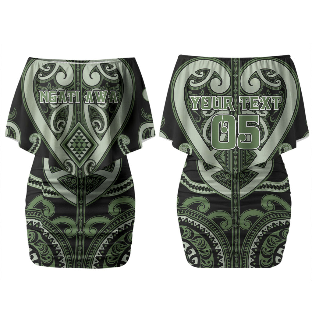 Custom Aotearoa Ngati Awa Couples Matching Off Shoulder Short Dress and Hawaiian Shirt Maori Tribal Pattern LT05 - Polynesian Pride