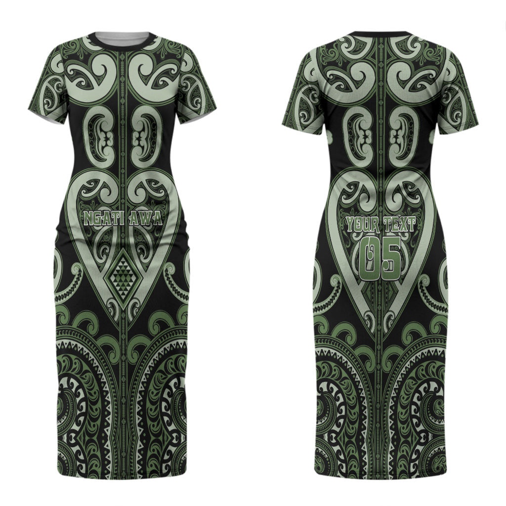 Custom Aotearoa Ngati Awa Couples Matching Short Sleeve Bodycon Dress and Long Sleeve Button Shirt Maori Tribal Pattern LT05 - Polynesian Pride