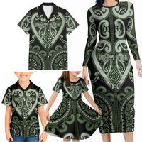 Custom Aotearoa Ngati Awa Family Matching Long Sleeve Bodycon Dress and Hawaiian Shirt Maori Tribal Pattern LT05 - Polynesian Pride