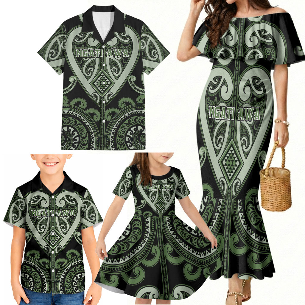 Custom Aotearoa Ngati Awa Family Matching Mermaid Dress and Hawaiian Shirt Maori Tribal Pattern LT05 - Polynesian Pride