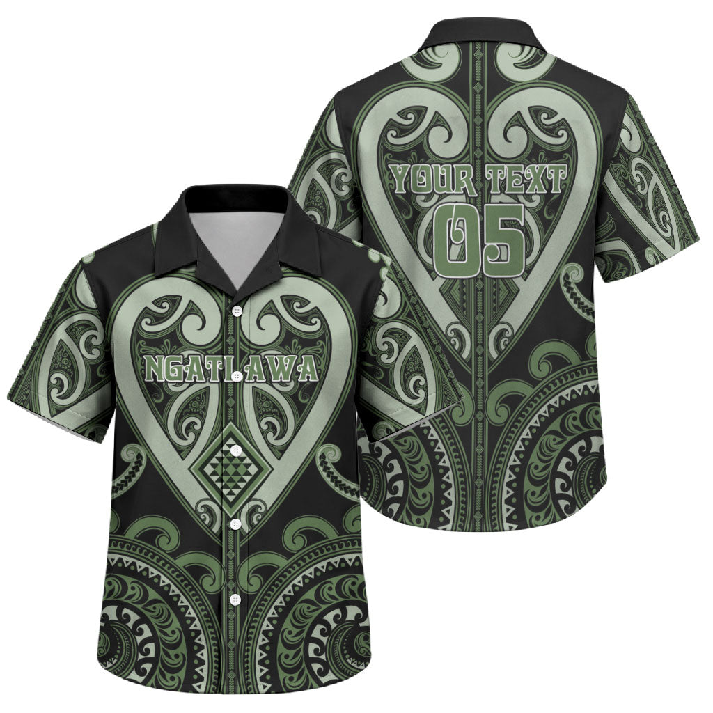 Custom Aotearoa Ngati Awa Family Matching Off The Shoulder Long Sleeve Dress and Hawaiian Shirt Maori Tribal Pattern LT05 Son's Shirt Green - Polynesian Pride