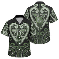 Custom Aotearoa Ngati Awa Family Matching Off Shoulder Maxi Dress and Hawaiian Shirt Maori Tribal Pattern LT05 Son's Shirt Green - Polynesian Pride