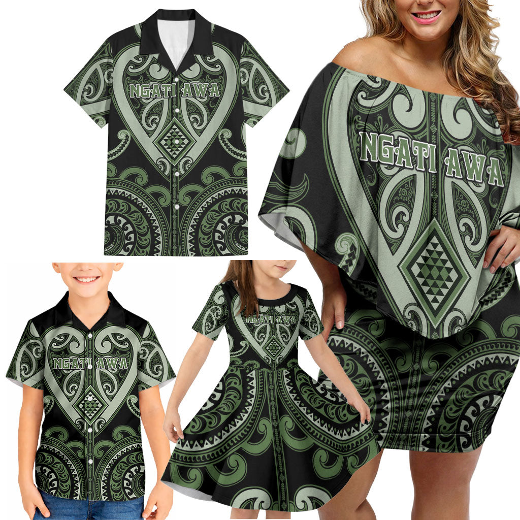 Custom Aotearoa Ngati Awa Family Matching Off Shoulder Short Dress and Hawaiian Shirt Maori Tribal Pattern LT05 - Polynesian Pride
