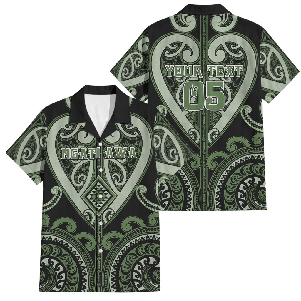 Custom Aotearoa Ngati Awa Family Matching Off Shoulder Short Dress and Hawaiian Shirt Maori Tribal Pattern LT05 Dad's Shirt - Short Sleeve Green - Polynesian Pride