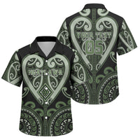 Custom Aotearoa Ngati Awa Family Matching Off Shoulder Short Dress and Hawaiian Shirt Maori Tribal Pattern LT05 Son's Shirt Green - Polynesian Pride