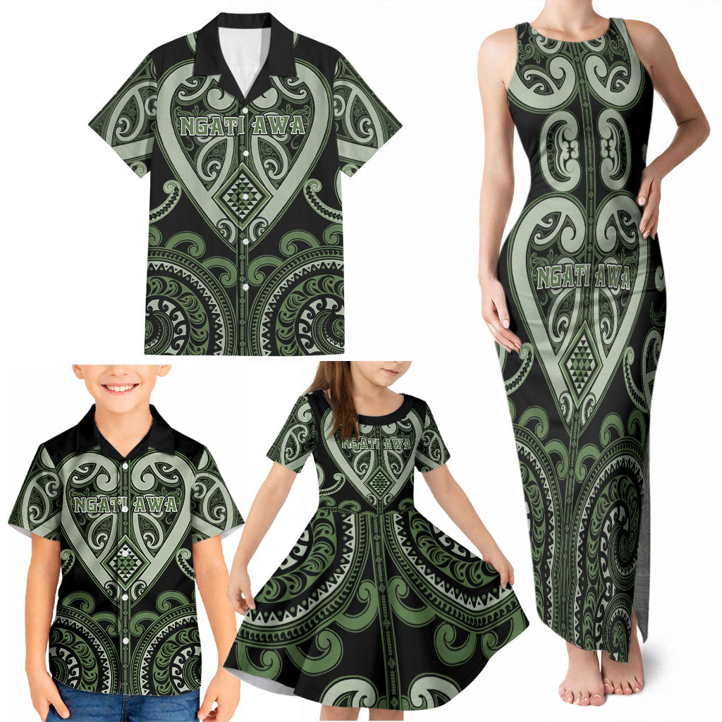Custom Aotearoa Ngati Awa Family Matching Tank Maxi Dress and Hawaiian Shirt Maori Tribal Pattern LT05 - Polynesian Pride
