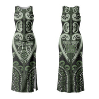Custom Aotearoa Ngati Awa Family Matching Tank Maxi Dress and Hawaiian Shirt Maori Tribal Pattern LT05 Mom's Dress Green - Polynesian Pride