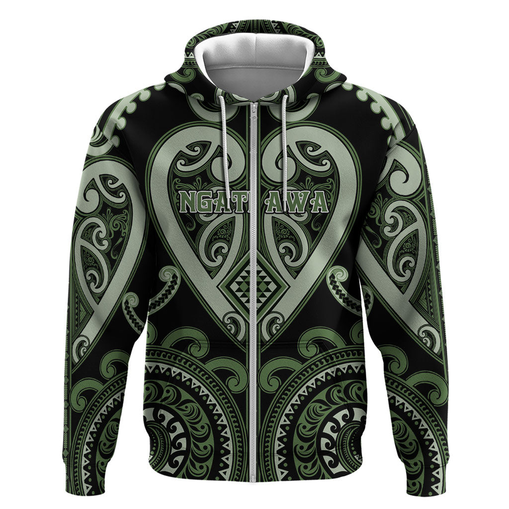 Custom Aotearoa Ngati Awa Hoodie Maori Tribal Pattern LT05 Zip Hoodie Green - Polynesian Pride