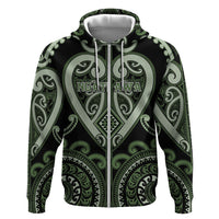 Custom Aotearoa Ngati Awa Hoodie Maori Tribal Pattern LT05 Zip Hoodie Green - Polynesian Pride