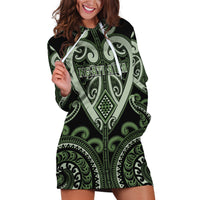 Custom Aotearoa Ngati Awa Hoodie Dress Maori Tribal Pattern LT05 Green - Polynesian Pride