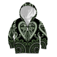 Custom Aotearoa Ngati Awa Kid Hoodie Maori Tribal Pattern LT05 Zip Hoodie Green - Polynesian Pride