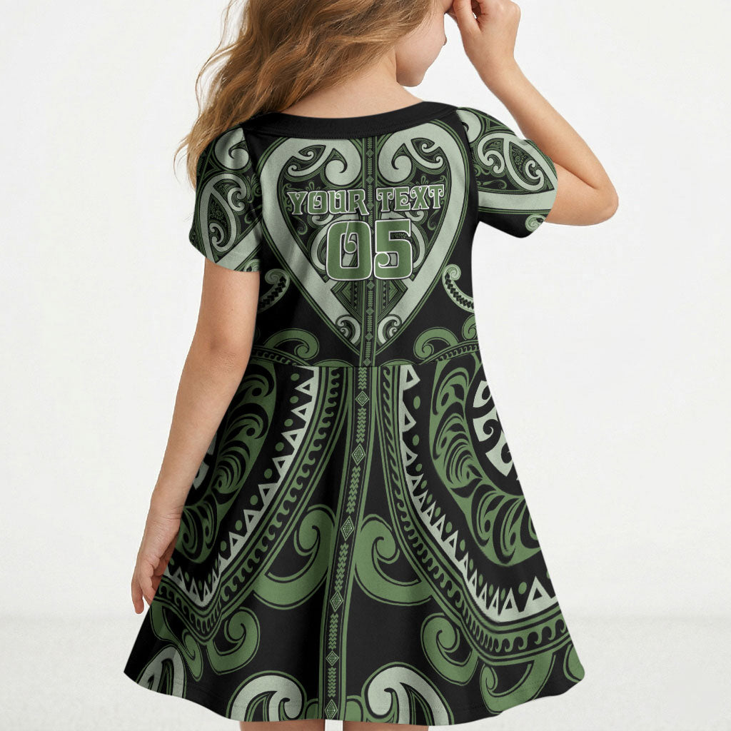 Custom Aotearoa Ngati Awa Kid Short Sleeve Dress Maori Tribal Pattern LT05 - Polynesian Pride