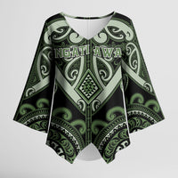 Custom Aotearoa Ngati Awa Kimono Sleeve Blouse Maori Tribal Pattern LT05 Female Green - Polynesian Pride