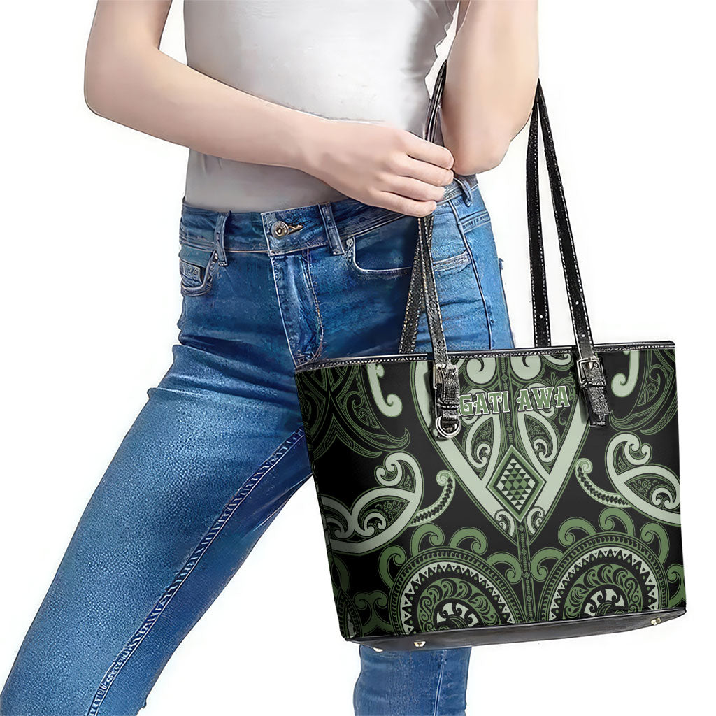Aotearoa Ngati Awa Leather Tote Bag Maori Tribal Pattern LT05 - Polynesian Pride