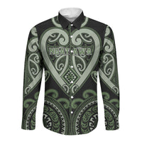 Custom Aotearoa Ngati Awa Long Sleeve Button Shirt Maori Tribal Pattern LT05 Unisex Green - Polynesian Pride