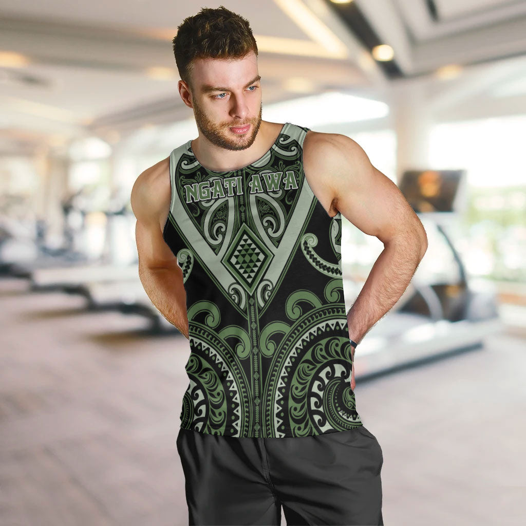 Custom Aotearoa Ngati Awa Men Tank Top Maori Tribal Pattern LT05 Green - Polynesian Pride