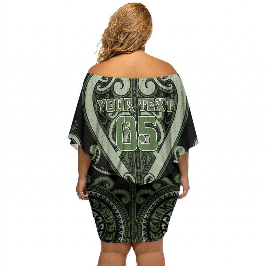 Custom Aotearoa Ngati Awa Off Shoulder Short Dress Maori Tribal Pattern LT05 - Polynesian Pride