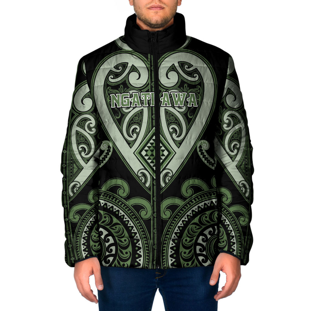Custom Aotearoa Ngati Awa Padded Jacket Maori Tribal Pattern LT05 Men Green - Polynesian Pride
