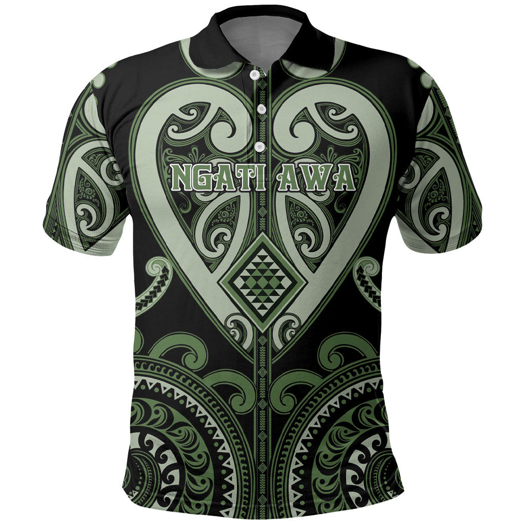 Custom Aotearoa Ngati Awa Polo Shirt Maori Tribal Pattern LT05 Green - Polynesian Pride