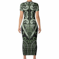 Custom Aotearoa Ngati Awa Short Sleeve Bodycon Dress Maori Tribal Pattern LT05 - Polynesian Pride