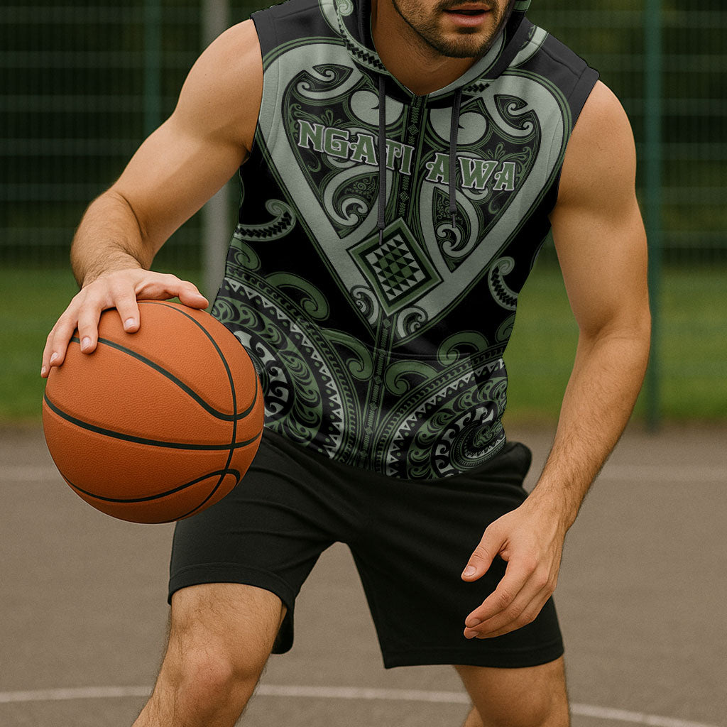 Custom Aotearoa Ngati Awa Sleeveless Hoodie Maori Tribal Pattern LT05 - Polynesian Pride